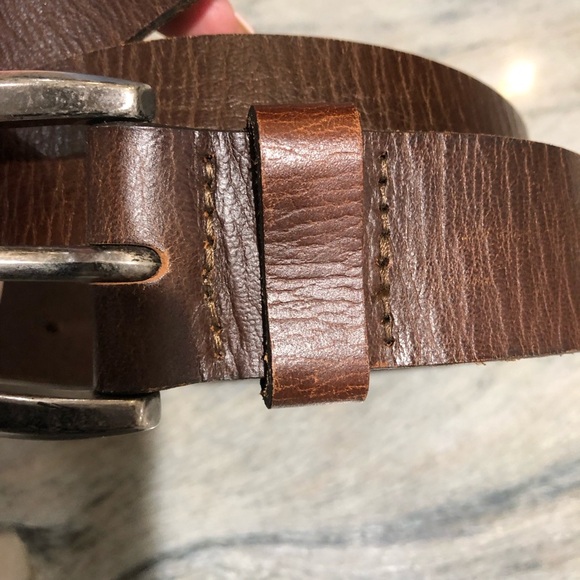 Like new Unbranded rugged organic leather belt silver buckle Mexico 36 - Picture 2 of 7